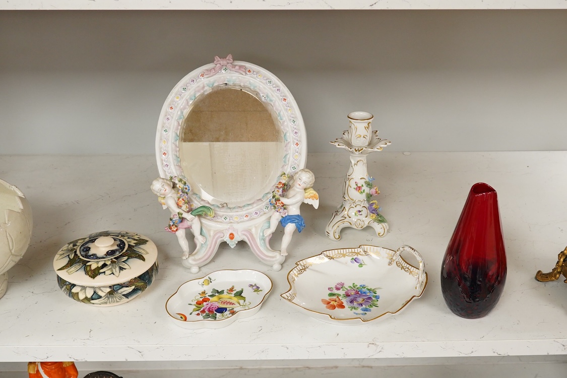 A collection of Beswick and Royal Albert Beatrix Potter figures to include Little Black Rabbit and The Head Gardener, together with two plates, 19cm wide